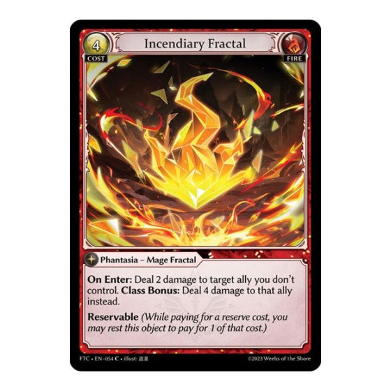 Incendiary Fractal (FTC) #054 Common (Lightly Played) Fractured Crown Grand Archive TCG: 2023