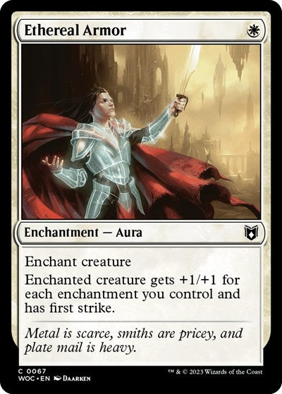 Ethereal Armor (WOC) #67 Common (Near Mint) Commander: Wilds of Eldraine Magic: The Gathering: 2023