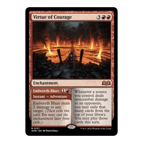 Virtue of Courage (WOE) #157 Mythic Rare (Lightly Played) Wilds of Eldraine Magic: The Gathering: 2023