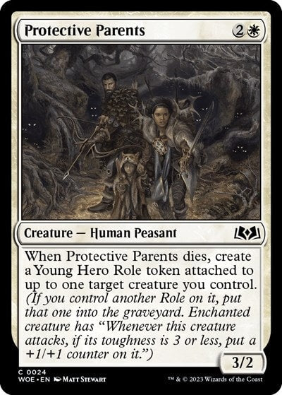 Protective Parents (WOE) #24 Common (Lightly Played) Wilds of Eldraine Magic: The Gathering: 2023