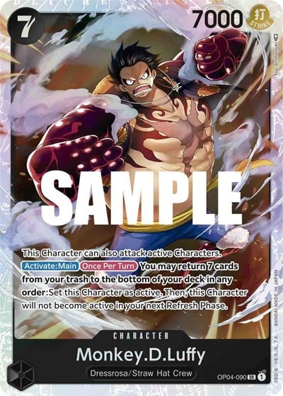Monkey.D.Luffy (090) (OP04) #OP04-090 Super Rare (Foil Lightly Played) Kingdoms of Intrigue One Piece Card Game: 2023