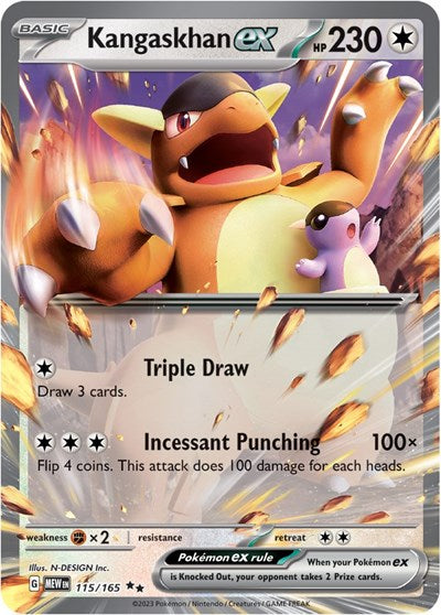 Kangaskhan ex 115 165 (MEW) #115/165 Double Rare (Holofoil Near Mint) SV: Scarlet & Violet 151 Pokemon: 2023