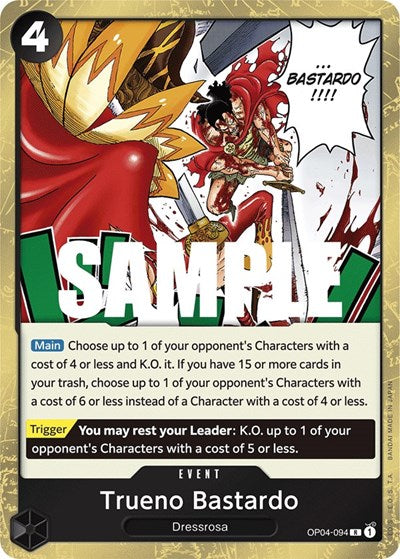 Trueno Bastardo (OP04) #OP04-094 Rare (Foil Near Mint) Kingdoms of Intrigue One Piece Card Game: 2023