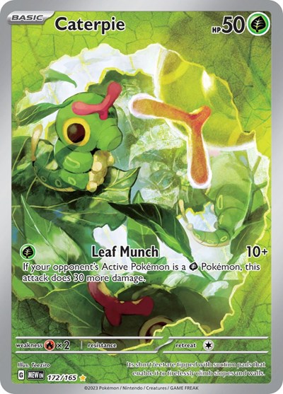 Caterpie 172 165 (MEW) #172/165 Illustration Rare (Holofoil Near Mint) SV: Scarlet & Violet 151 Pokemon: 2023