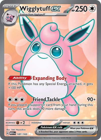 Wigglytuff ex 187 165 (MEW) #187/165 Ultra Rare (Holofoil Near Mint) SV: Scarlet & Violet 151 Pokemon: 2023