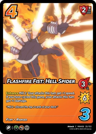 Flashfire Fist: Hell Spider (MHA6) #20/153 Common (Lightly Played) UniVersus: My Hero Academia: Jet Burn UniVersus: 2023