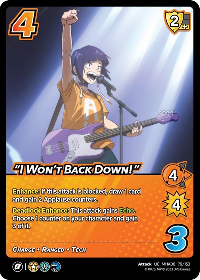 "I Won't Back Down!" (MHA6) #76/153 Uncommon (Lightly Played) UniVersus: My Hero Academia: Jet Burn UniVersus: 2023