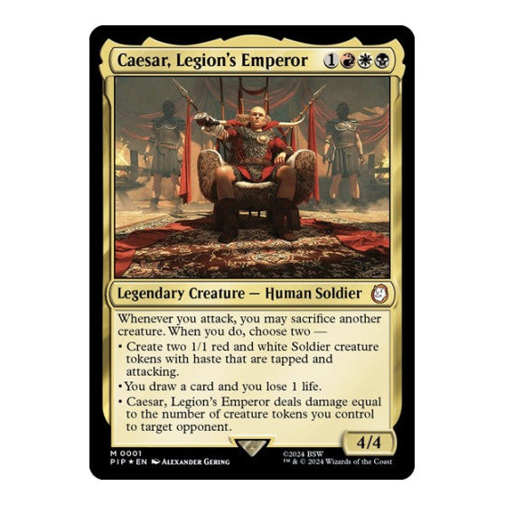 Caesar Legions Emperor (PIP) #1 Mythic Rare (Foil Lightly Played) Universes Beyond: Fallout Magic: The Gathering: 2024