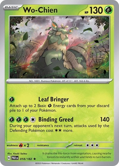 Wo-Chien (PAR) #018/182 Rare SV04: Paradox Rift Pokemon: 2023