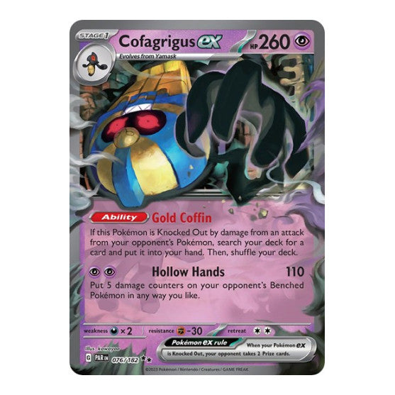 Cofagrigus ex (PAR) #076/182 Double Rare (Holofoil Near Mint) SV04: Paradox Rift Pokemon: 2023