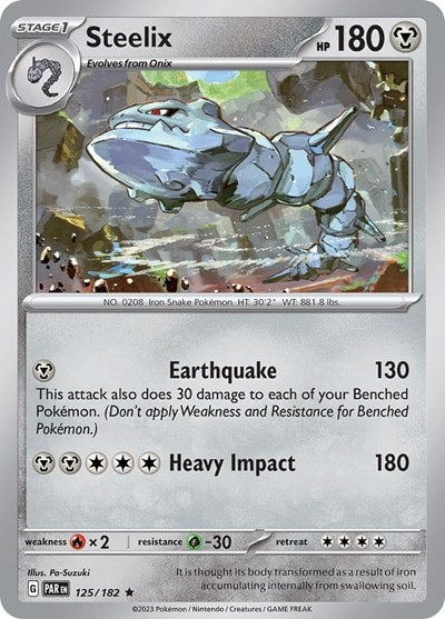 Steelix - 125/182 (PAR) #125/182 Rare (Holofoil Lightly Played) SV04: Paradox Rift Pokemon: 2023