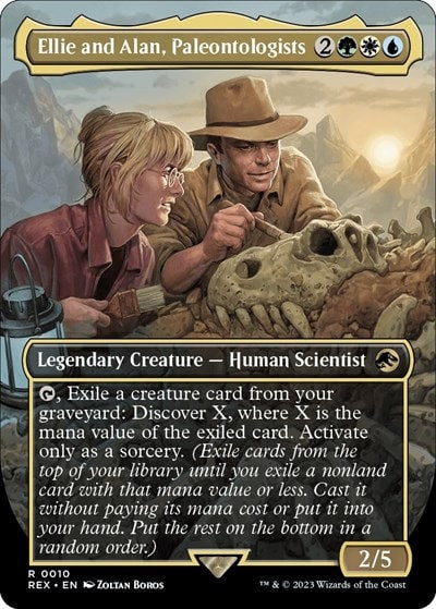 Ellie and Alan Paleontologists Borderless (REX) #10 Rare (Foil Near Mint) Universes Beyond: Jurassic World Collection Magic: The Gathering: 2023