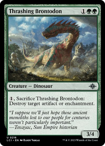 Thrashing Brontodon (LCI) #216 Uncommon The Lost Caverns of Ixalan Magic: The Gathering: 2023