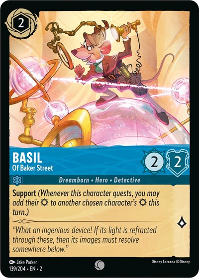 Basil Of Baker Street (2) #139/204 Common (Near Mint) Rise of the Floodborn Disney Lorcana: 2023