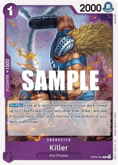 Killer (OP05) #OP05-064 Rare (Foil Lightly Played) Awakening of the New Era One Piece Card Game: 2023