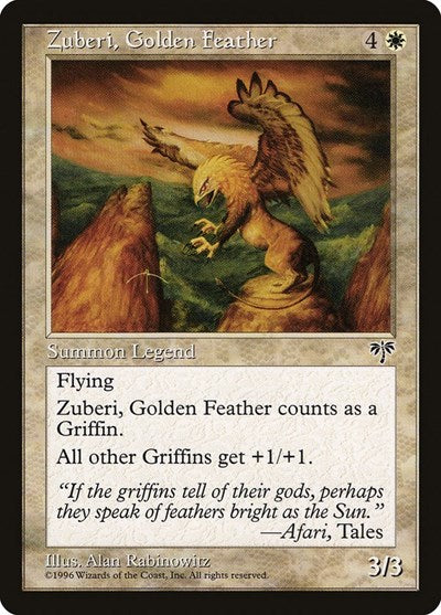 Zuberi Golden Feather (MIR) #51 Rare (Heavily Played) Mirage Magic: The Gathering: 1996