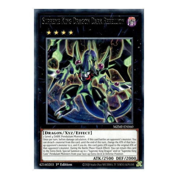 Supreme King Dragon Dark Rebellion (MZMI) #MZMI-EN060 Rare (1st Edition Lightly Played) Maze of Millennia YuGiOh: 2024