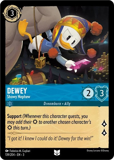 Dewey - Showy Nephew (3) #139/204 Uncommon (Near Mint) Into the Inklands Disney Lorcana: 2024