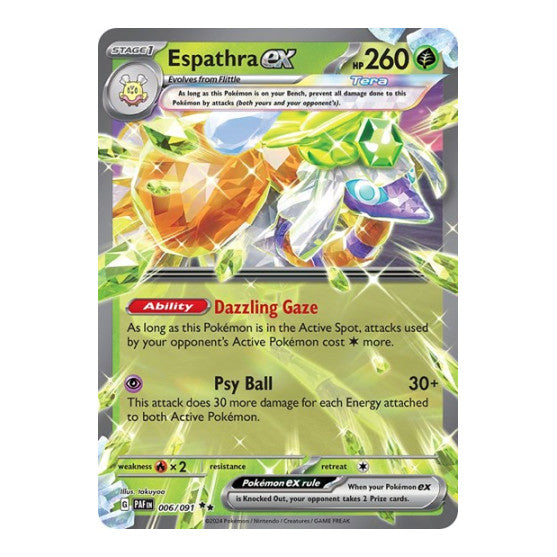 Espathra ex 006 091 (PAF) #006/091 Double Rare (Holofoil Near Mint) SV: Paldean Fates Pokemon: 2024