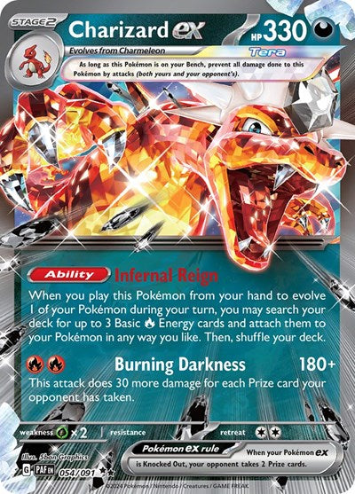 Charizard ex 054 091 (PAF) #054/091 Double Rare (Holofoil Near Mint) SV: Paldean Fates Pokemon: 2024