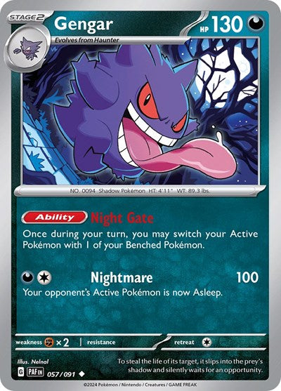 Gengar (PAF) #057/091 Uncommon (Near Mint) SV: Paldean Fates Pokemon: 2024