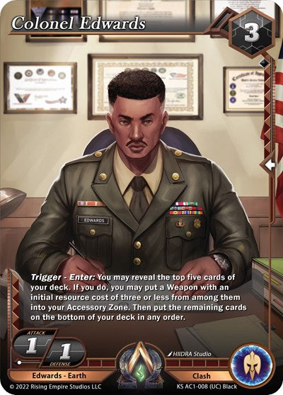 colonel edwards (KS AC1) #KS AC1-008 Uncommon (Near Mint) The Awakening (Kickstarter) Alpha Clash: 2023