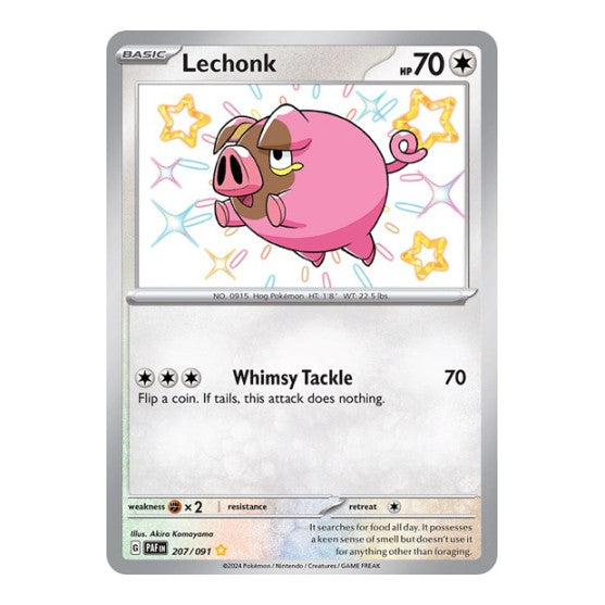 Lechonk 207 091 (PAF) #207/091 Shiny Rare (Holofoil Near Mint) SV: Paldean Fates Pokemon: 2024