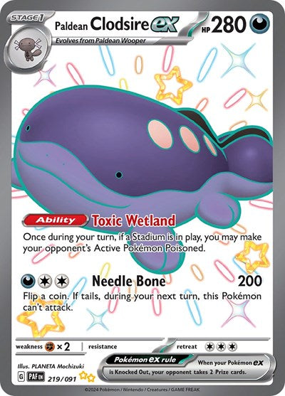 Paldean Clodsire ex 219 091 (PAF) #219/091 Shiny Ultra Rare (Holofoil Near Mint) SV: Paldean Fates Pokemon: 2024