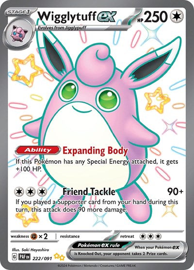 Wigglytuff ex (PAF) #222/091 Shiny Ultra Rare (Holofoil Near Mint) SV: Paldean Fates Pokemon: 2024