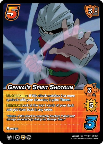 Genkai's Spirit Shotgun (YDT) #31/154 Uncommon (Lightly Played) Yu Yu Hakusho: Dark Tournament UniVersus: 2024