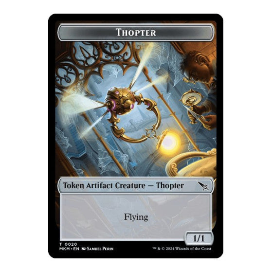 Thopter (0020) // Merfolk Double-Sided Token (MKM) #20 // 3 T (Foil Moderately Played) Murders at Karlov Manor Magic: The Gathering: 2024