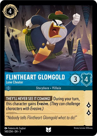 Flintheart Glomgold - Lone Cheater (3) #140/204 Uncommon (Near Mint) Into the Inklands Disney Lorcana: 2024