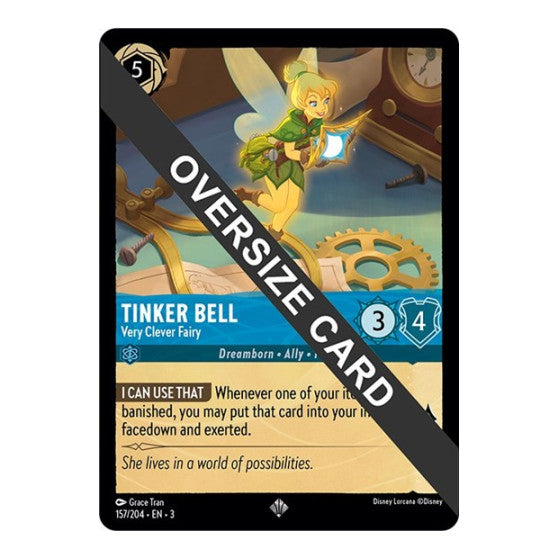 Tinker Bell - Very Clever Fairy (Oversized) (3) #157/204 Super Rare (Cold Foil Near Mint) Into the Inklands Disney Lorcana: 2024