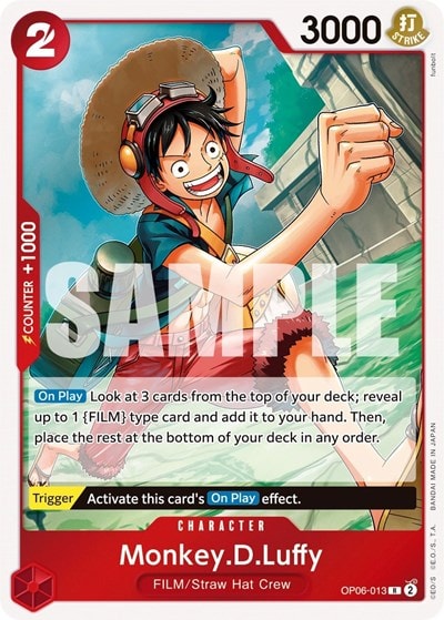 Monkey.D.Luffy (OP06) #OP06-013 Rare (Foil Lightly Played) Wings of the Captain One Piece Card Game: 2024