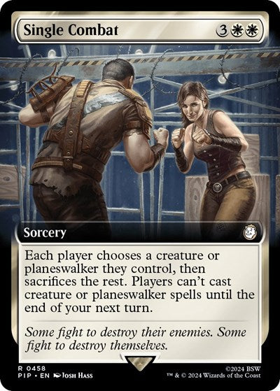 Single Combat Extended Art (PIP) #458 Rare (Near Mint) Universes Beyond: Fallout Magic: The Gathering: 2024