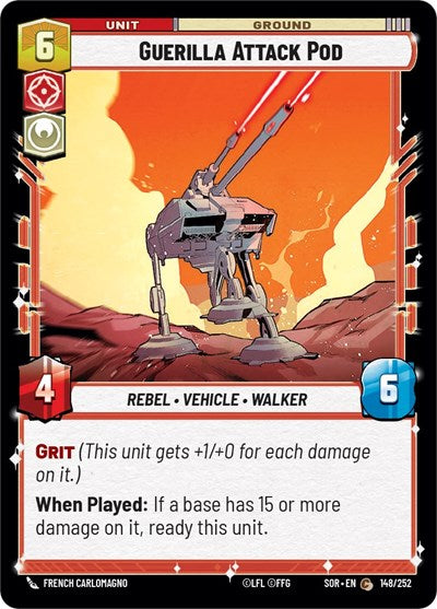 Guerilla Attack Pod (SOR) #148/252 Common (Near Mint) Spark of Rebellion Star Wars: Unlimited: 2024