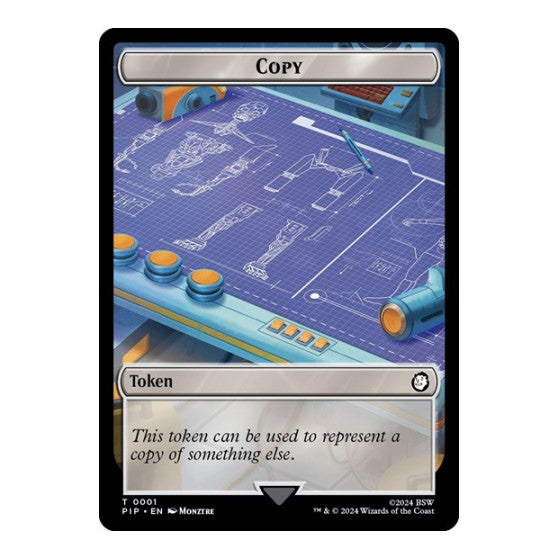 Copy // Human Soldier Double-Sided Token (PIP) #1 // 3 T (Moderately Played) Universes Beyond: Fallout Magic: The Gathering: 2024