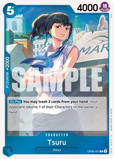Tsuru (OP06) #OP06-051 Rare (Foil Lightly Played) Wings of the Captain One Piece Card Game: 2024