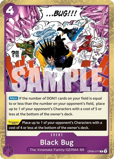 Black Bug (OP06) #OP06-077 Rare (Foil Lightly Played) Wings of the Captain One Piece Card Game: 2024