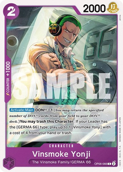 Vinsmoke Yonji 066 (OP06) #OP06-066 Common (Near Mint) Wings of the Captain One Piece Card Game: 2024