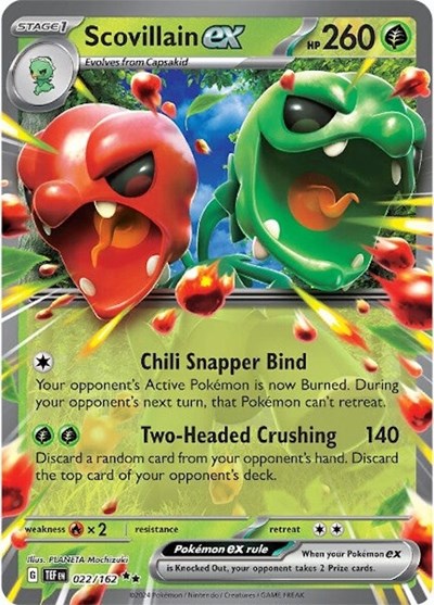 Scovillain ex (TEF) #022/162 Double Rare (Holofoil Near Mint) SV05: Temporal Forces Pokemon: 2024