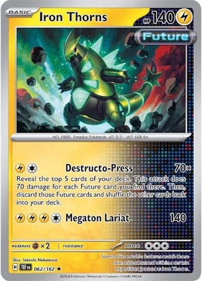 Iron Thorns (TEF) #062/162 Rare (Holofoil Lightly Played) SV05: Temporal Forces Pokemon: 2024
