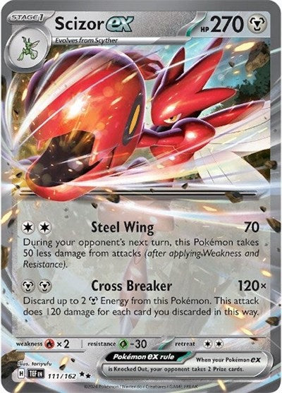 Scizor ex - 111/162 (TEF) #111/162 Double Rare (Holofoil Near Mint) SV05: Temporal Forces Pokemon: 2024