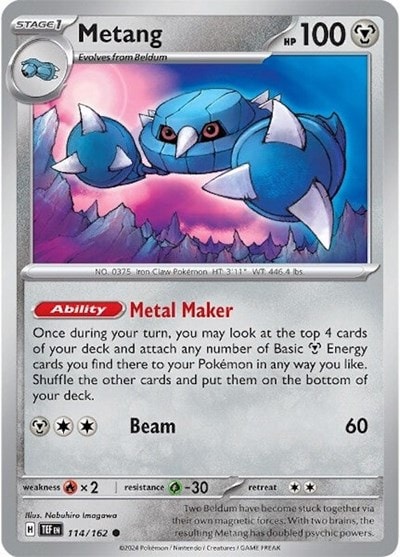 Metang (TEF) #114/162 Common SV05: Temporal Forces Pokemon: 2024