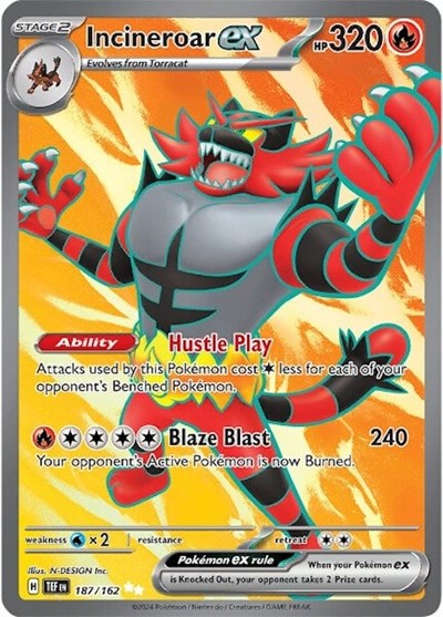 Incineroar ex - 187/162 (TEF) #187/162 Ultra Rare (Holofoil Near Mint) SV05: Temporal Forces Pokemon: 2024