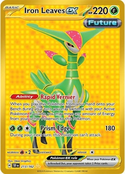 Iron Leaves ex 213 162 (TEF) #213/162 Hyper Rare (Holofoil Near Mint) SV05: Temporal Forces Pokemon: 2024