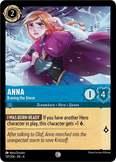 Anna Braving the Storm (4) #137/204 Common (Cold Foil Near Mint) Ursula's Return Disney Lorcana: 2024