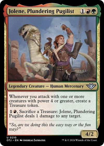 Jolene Plundering Pugilist (OTJ) #210 Uncommon (Foil Lightly Played) Outlaws of Thunder Junction Magic: The Gathering: 2024