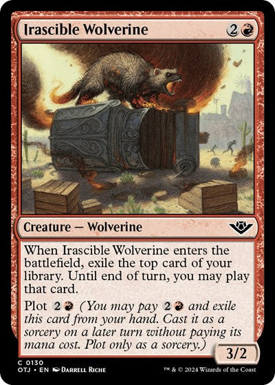 2024 Magic: Outlaws of Thunder Junction (OTJ) - Irascible Wolverine (#130, Common) (Lightly Played)