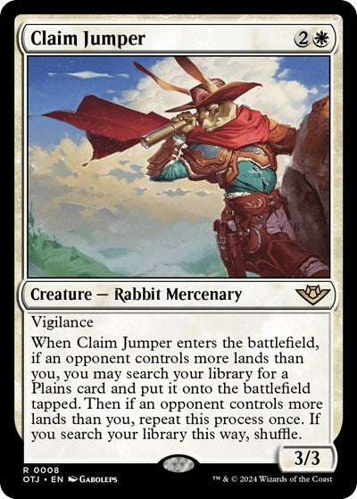 Claim Jumper (OTJ) #8 Rare (Lightly Played) Outlaws of Thunder Junction Magic: The Gathering: 2024